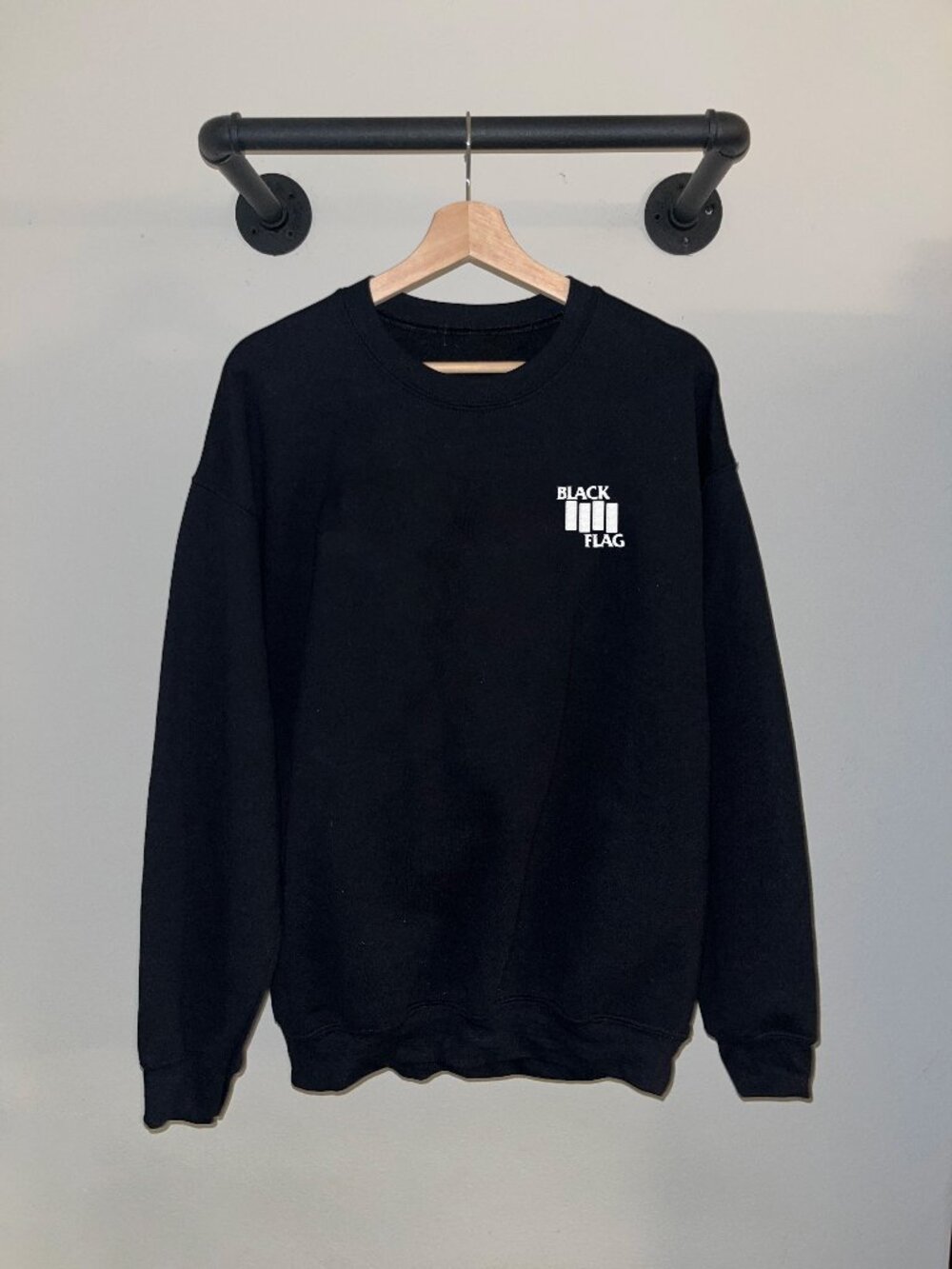 Black Flag White Logo Rollins Band Punk Rock 80s Retro Crewneck Sweatshirt